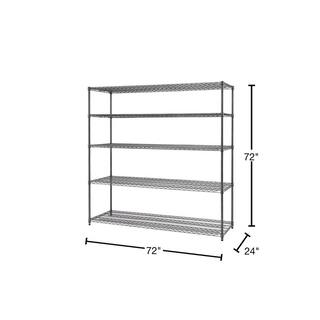 TRINITY PRO Black 5-Tier Steel Wire Garage Storage Shelving Unit (72 in. W x 72 in. H x 24 in. D) TBFPBA-0948