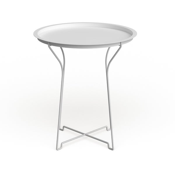 Atlantic Metal Round Side Tray Table; Removeable Tray Top， Decor， Wire Collapsible Legs， Indoor， Outdoor