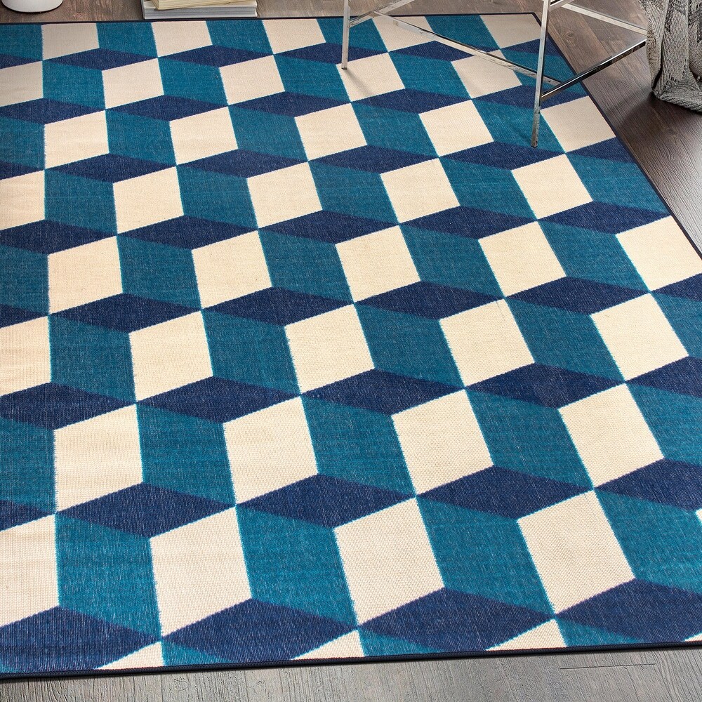 Contemporary Geometric Flatweave Indoor/Outdoor Area Rug