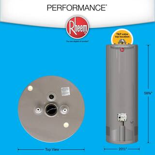 Rheem Performance 50 Gal. Tall 6-Year 38000 BTU Ultra Low NOx (ULN) Natural Gas Tank Water Heater with Top T and P Valve XG50T06TN38U1