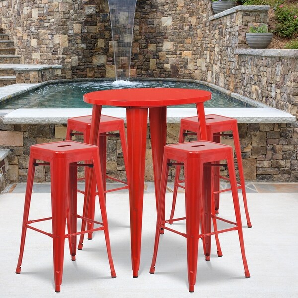 30-inch Indoor/ Outdoor 5-piece Round Metal Table and Stools Set