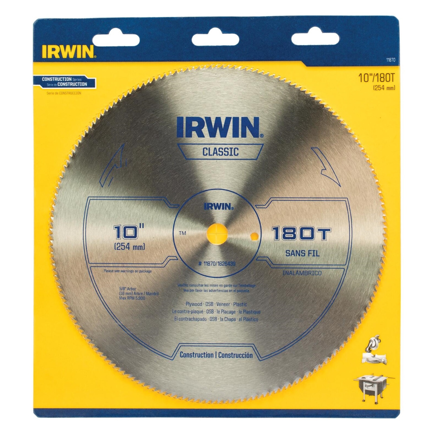 Irwin 10 in. D X 5/8 in. Classic Steel Circular Saw Blade 180 teeth 1 pk