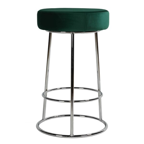 Cortesi Home Bodiam Counterstool in Green Velvet and Chrome， 24