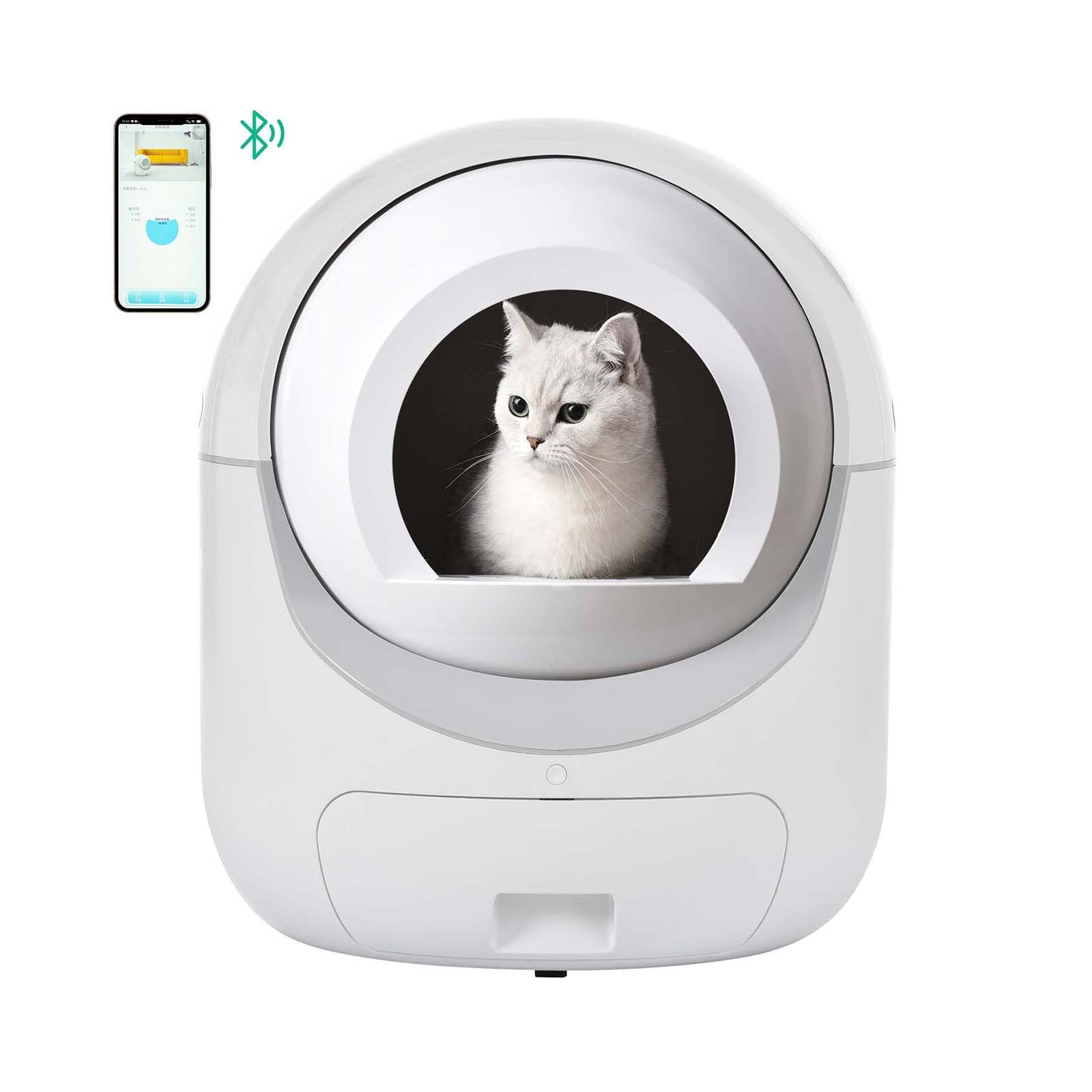 KALEFU Self -Cleaning Cat Litter Box for Multiple Cats ， Scooping Automatically ， Multiple Safety Protection Design， Odor Removal， 5G Support andWarranty， White