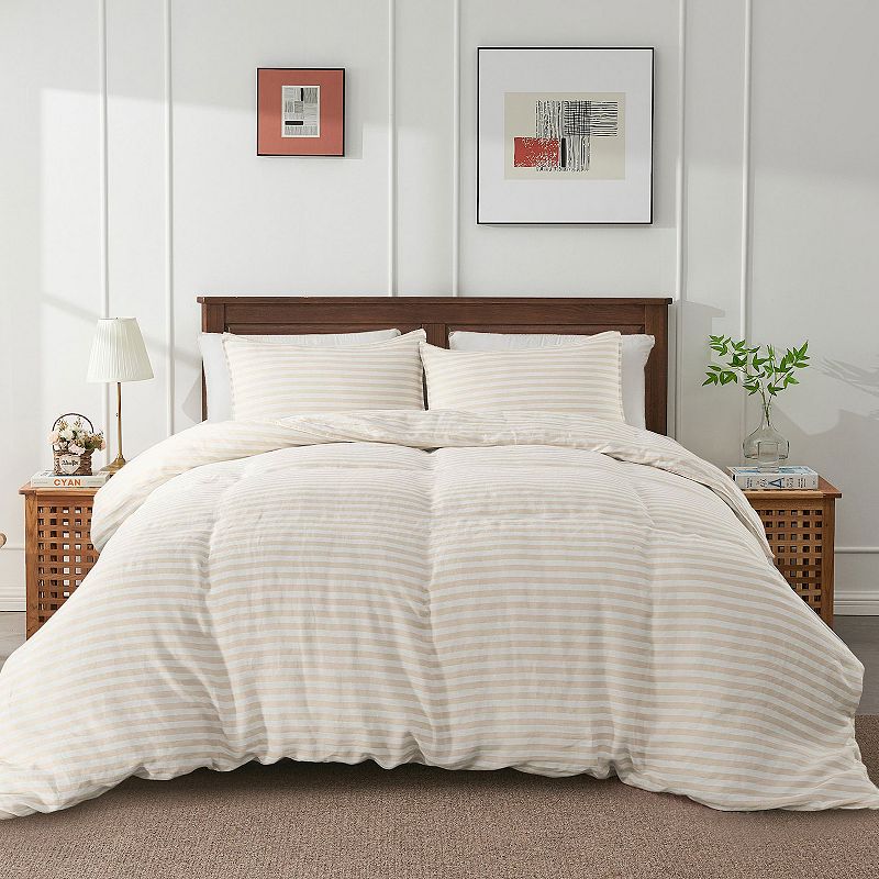 Unikome Premium Flax Linen Duvet Cover Set with Pillowcases