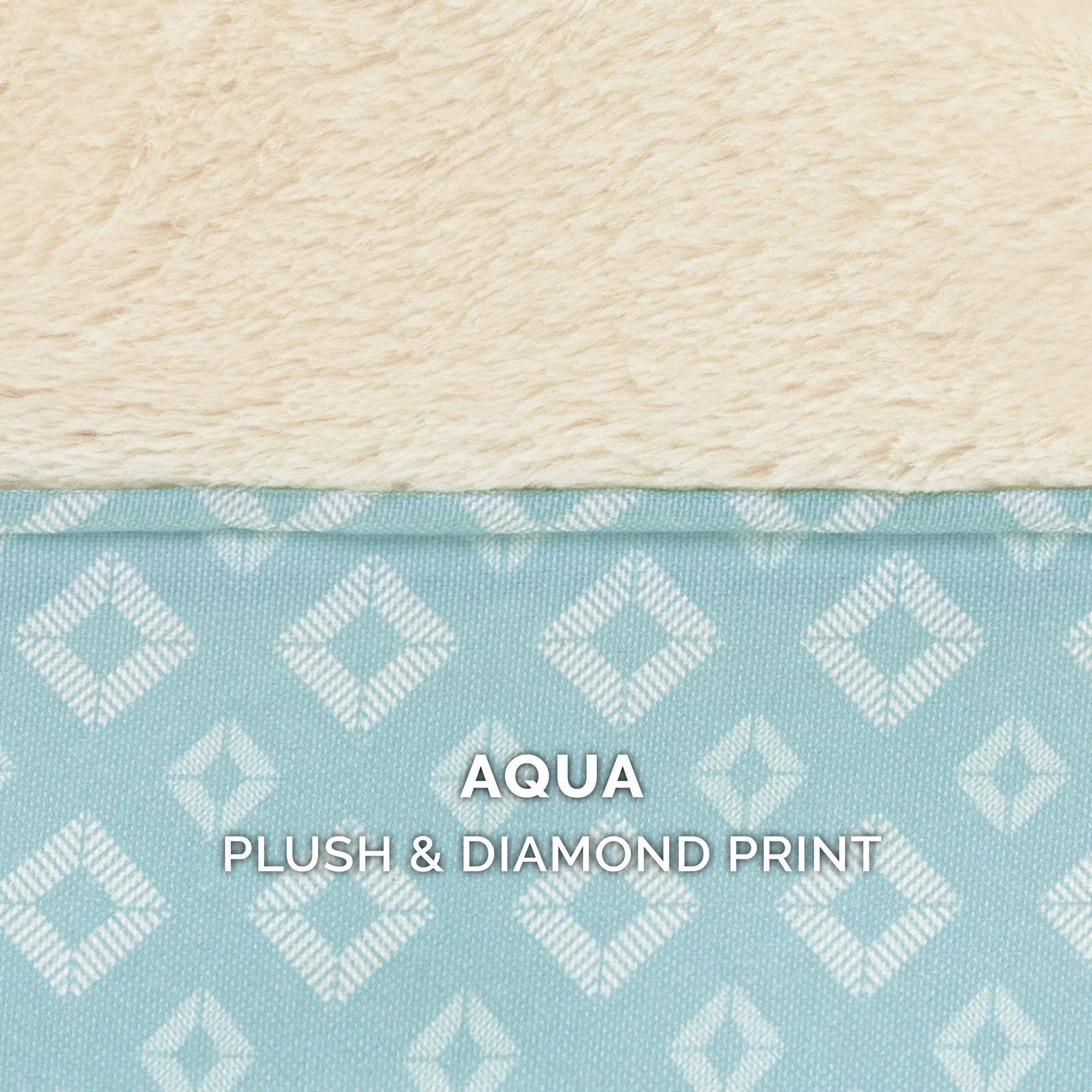 FurHaven Pet Products | Plush Fur and Diamond Print Nest-Top Full Support Sofa Bed - Aqua， Jumbo