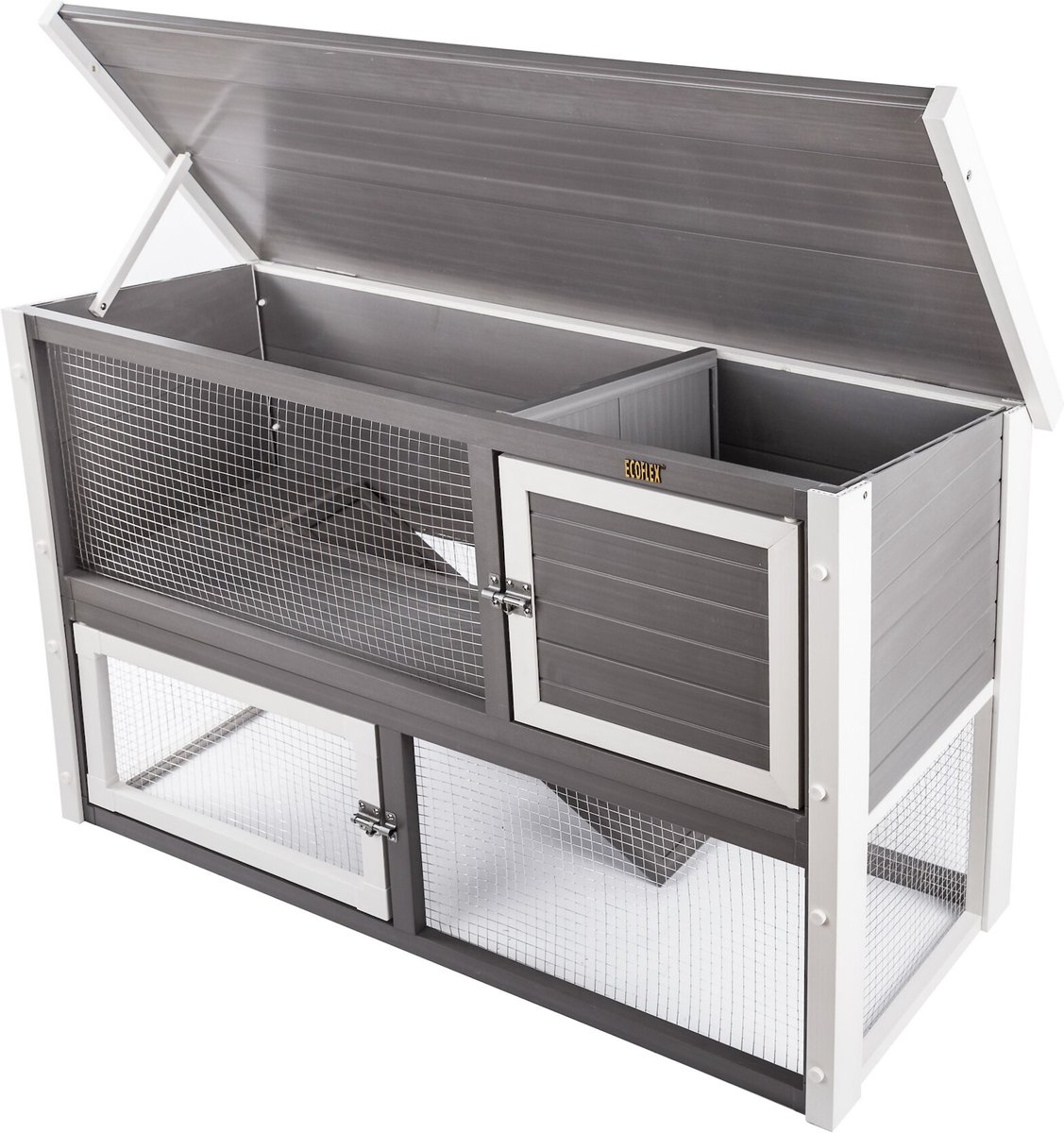 New Age Pet Columbia Rabbit Hutch， Grey