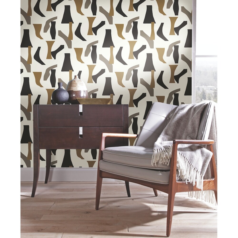 Black and Gold Modernist Peel and Stick Wallpaper