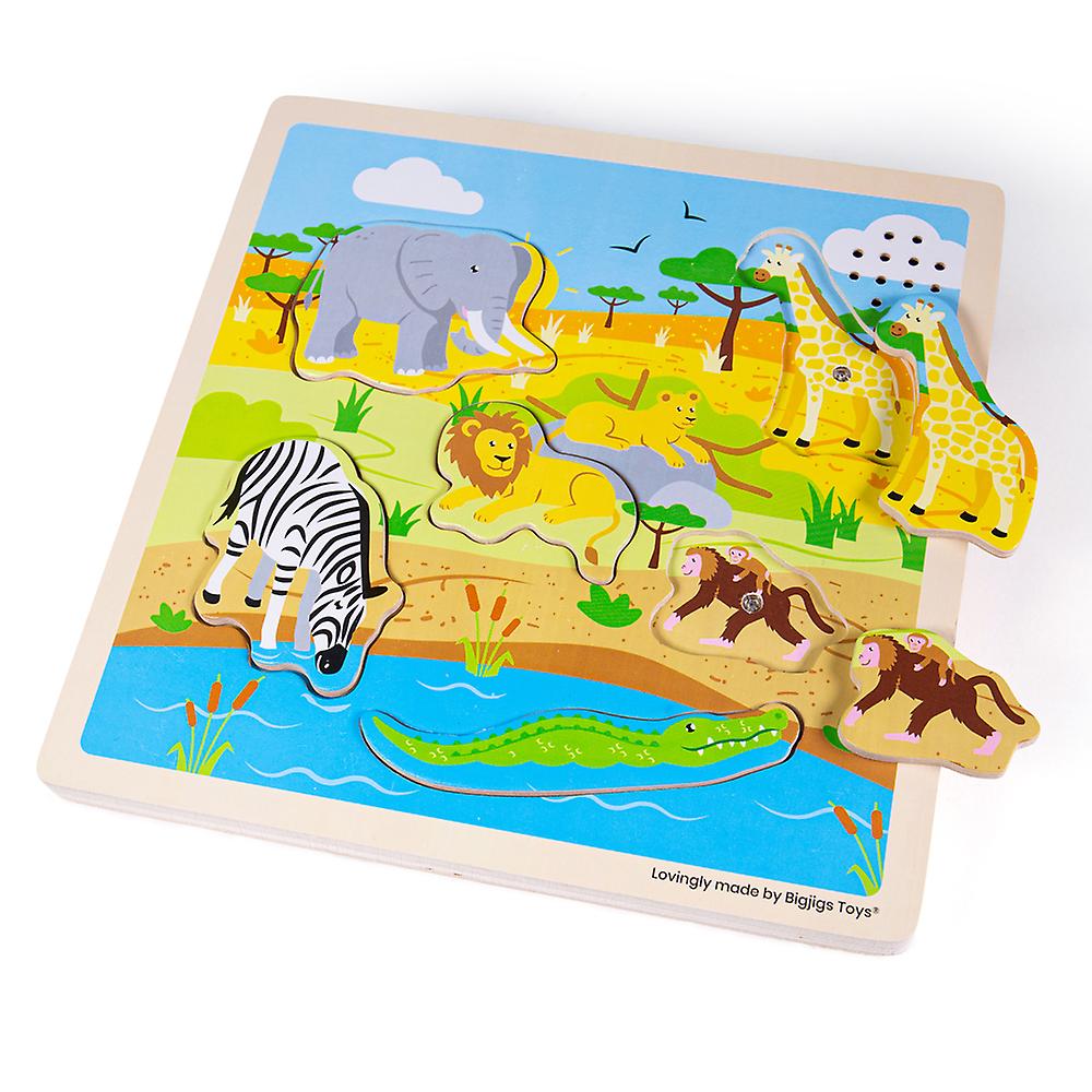 Bigjigs Toys Safari Sound Puzzle | Wooden Toys | Sensory Toys