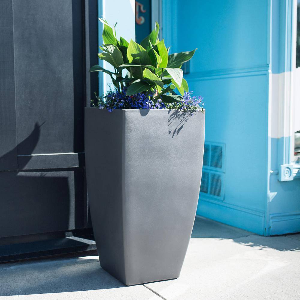 Mayne Kobi 38 in. Tall Graphite Grey Self-Watering Polyethylene Planter 8888-GRG