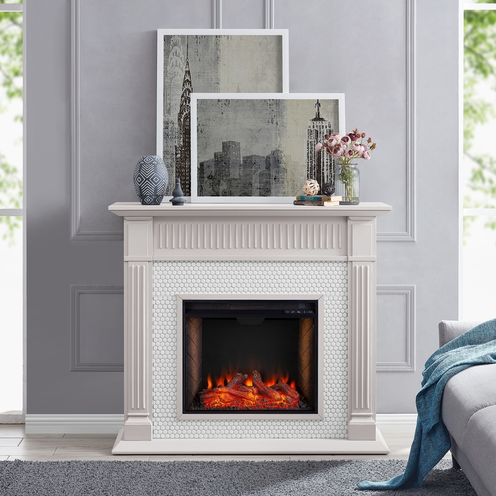 Chase Contemporary Grey Alexa Enabled Smart Fireplace