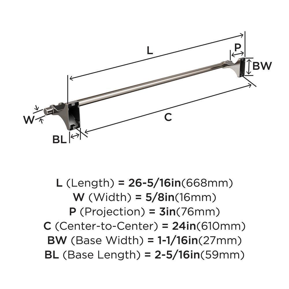 Amerock Davenport 24 in. (610 mm) L Towel Bar in Brushed Nickel BH36054G10