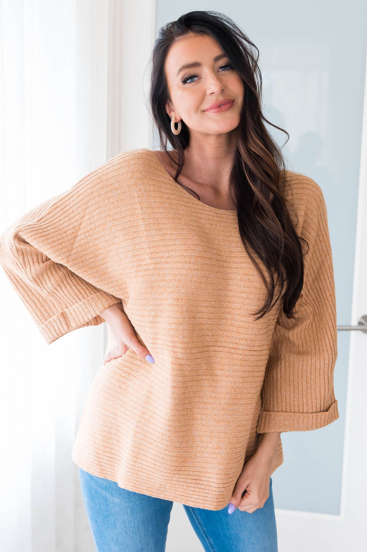 Breezy and Beautiful Modest Ribbed Sweater