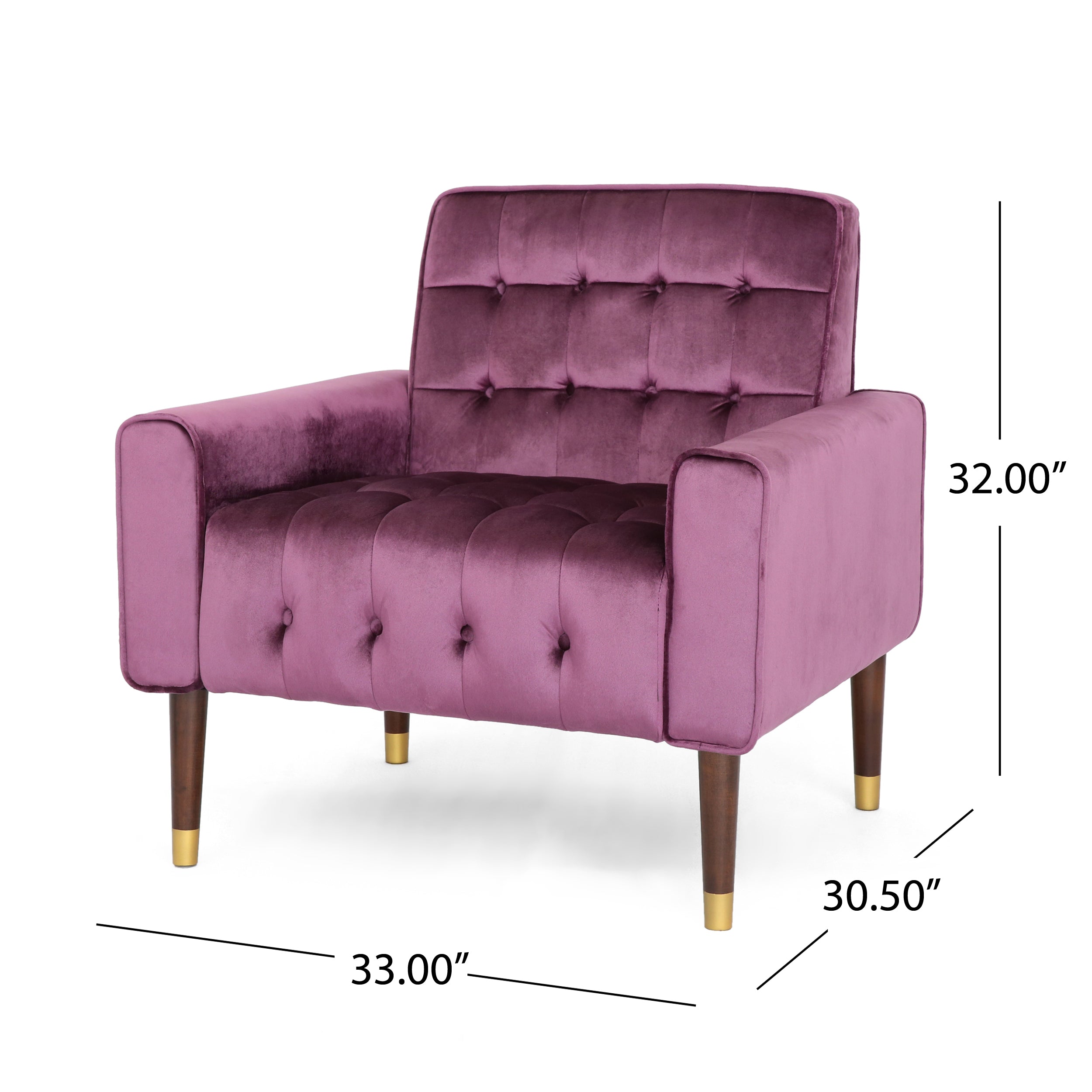 Betsy Velvet Armchair, Modern Glam, Button-Tufted, Waffle Stitching