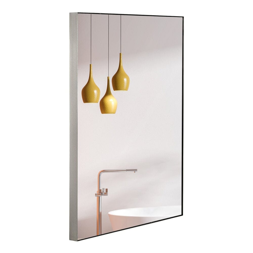 Contemporary Brushed Metal Wall Mirror (22