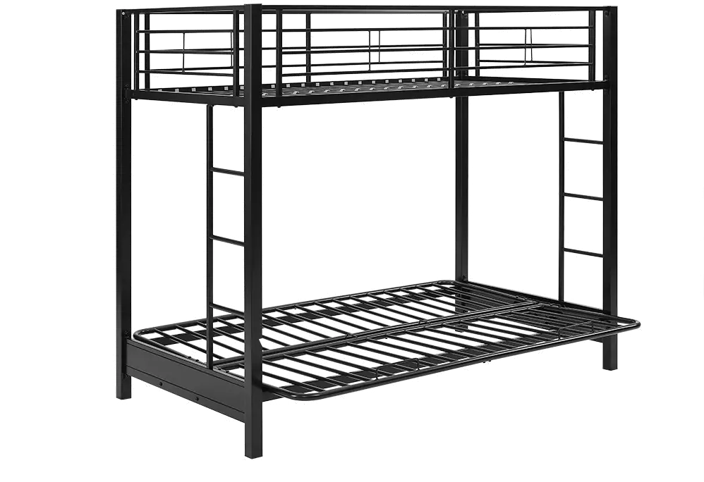 Black Metal Twin-Over-Full Bunk Bed with Futon- Walker Edison