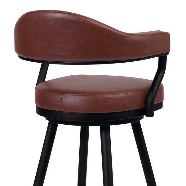 Justin Swivel Counter or Bar Stool in Faux Leather and Metal