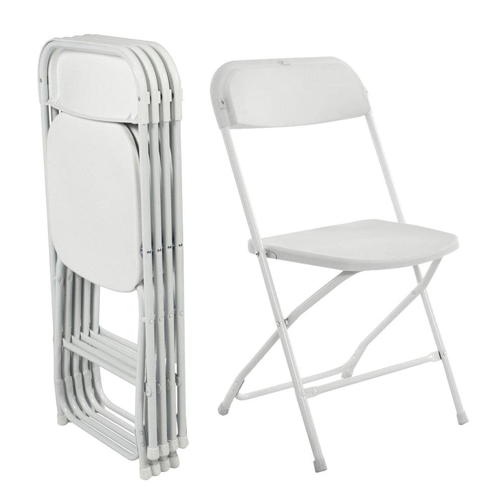 Zimtown 10-Pack Folding Chairs White Stackable Wedding Party Event Chair With Plastic Seat and Back