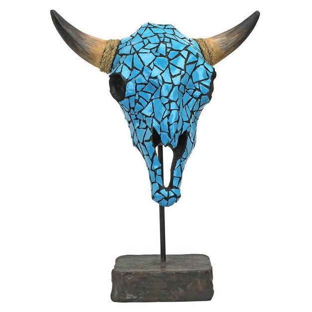 Design Toscano Western Faux Turquoise Encrusted Cow Skull Statue