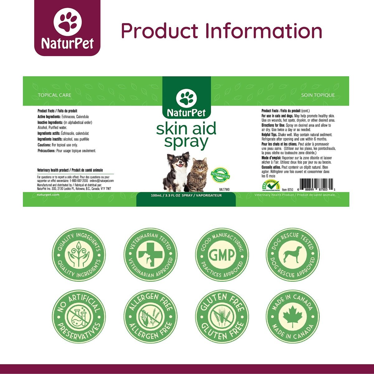 NaturPet Skin Aid Spray Pet Supplement