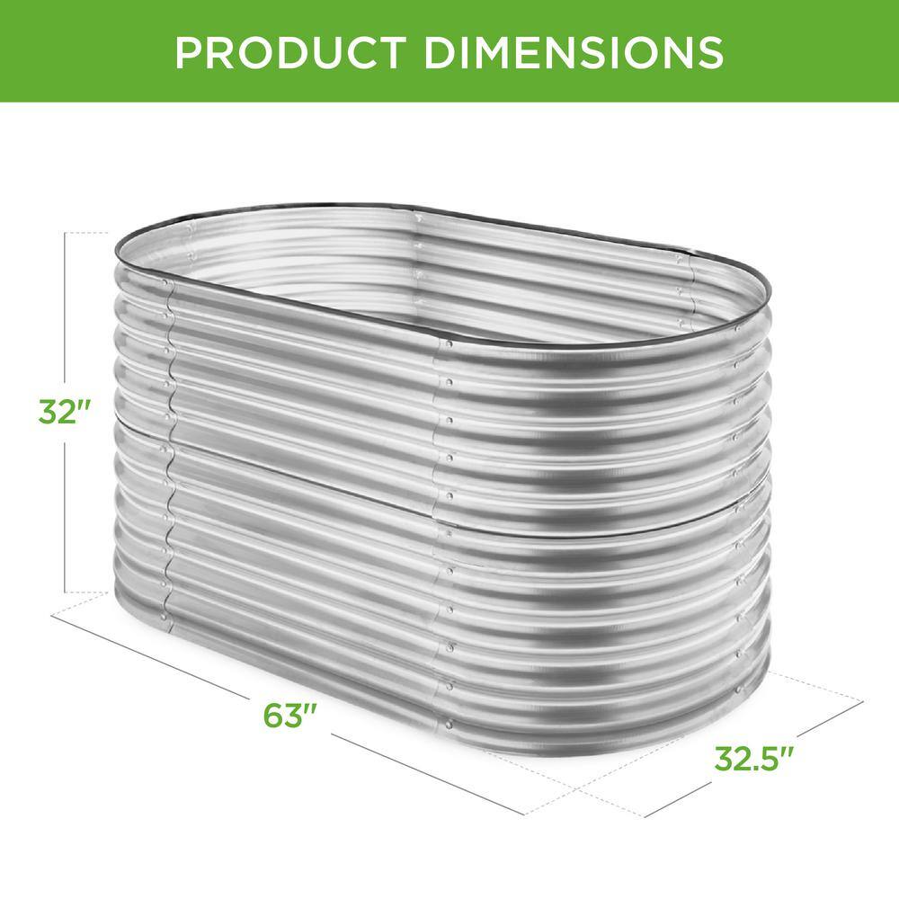 Best Choice Products 5.25 ft. x 2.7 ft. Oval Steel Raised Garden Bed Customizable Outdoor Planter for Gardening Plants in Silver SKY6416