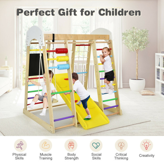 Costway 13920864 Indoor Playground Climbing Gym Wo...