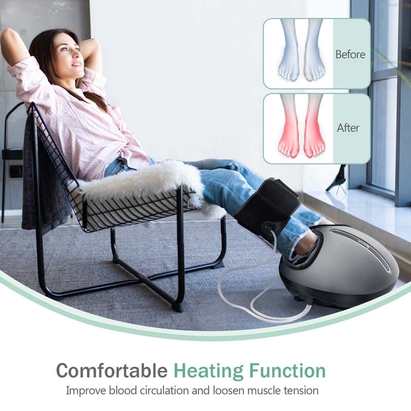 Foot Calf Massage Machine with Heat and Calf Air Bag, Electric Foot Massager with Shiatsu, Air compression, Rolling Modes