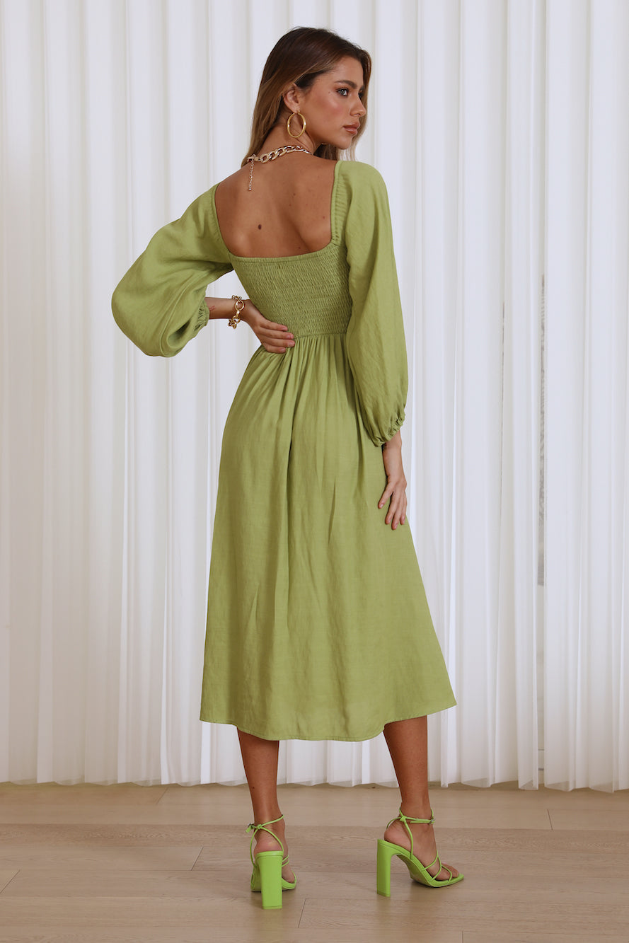 Gal Is Fun Midi Dress Green