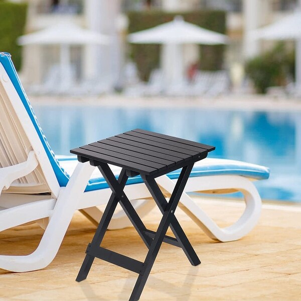 Outdoor Wooden Folding Square Side Table，Portable Lounge End Table