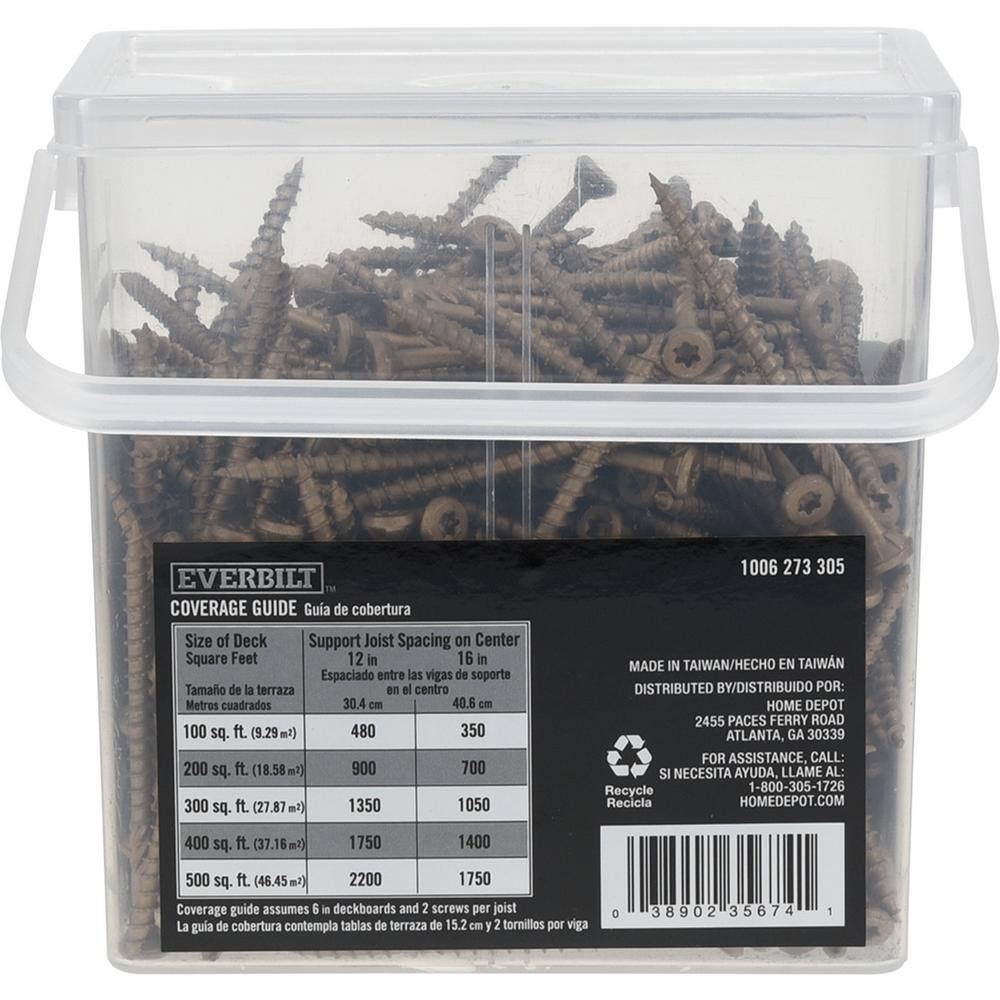 Everbilt #10 x 3 in. Star Drive Flat Head Exterior Wood Screws 5 lbs.-Box (347-Piece) 117357