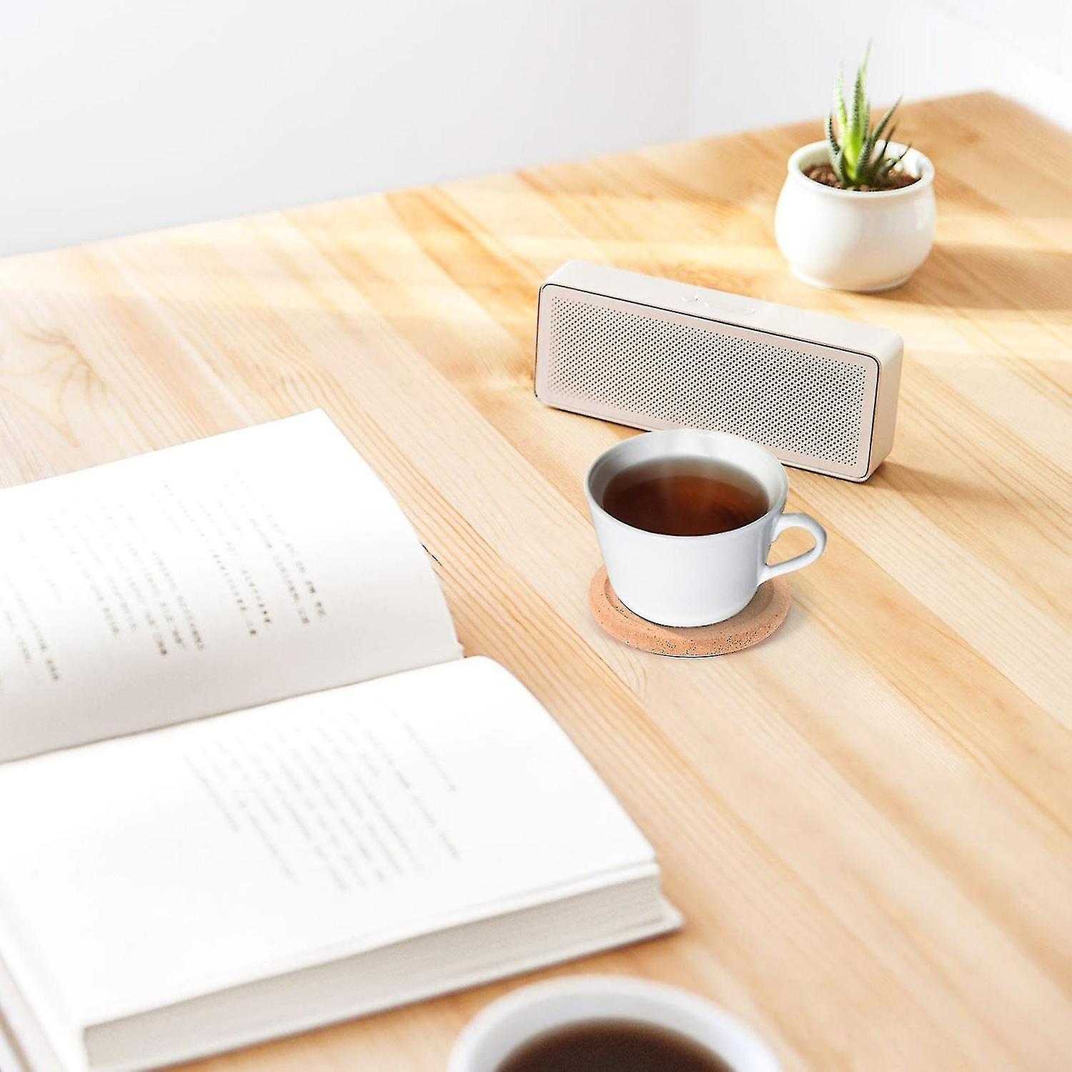 Cork Coasters With Lip For Drinks Absorbent Thick Rustic Saucer With Holder Heat and Water Resistant