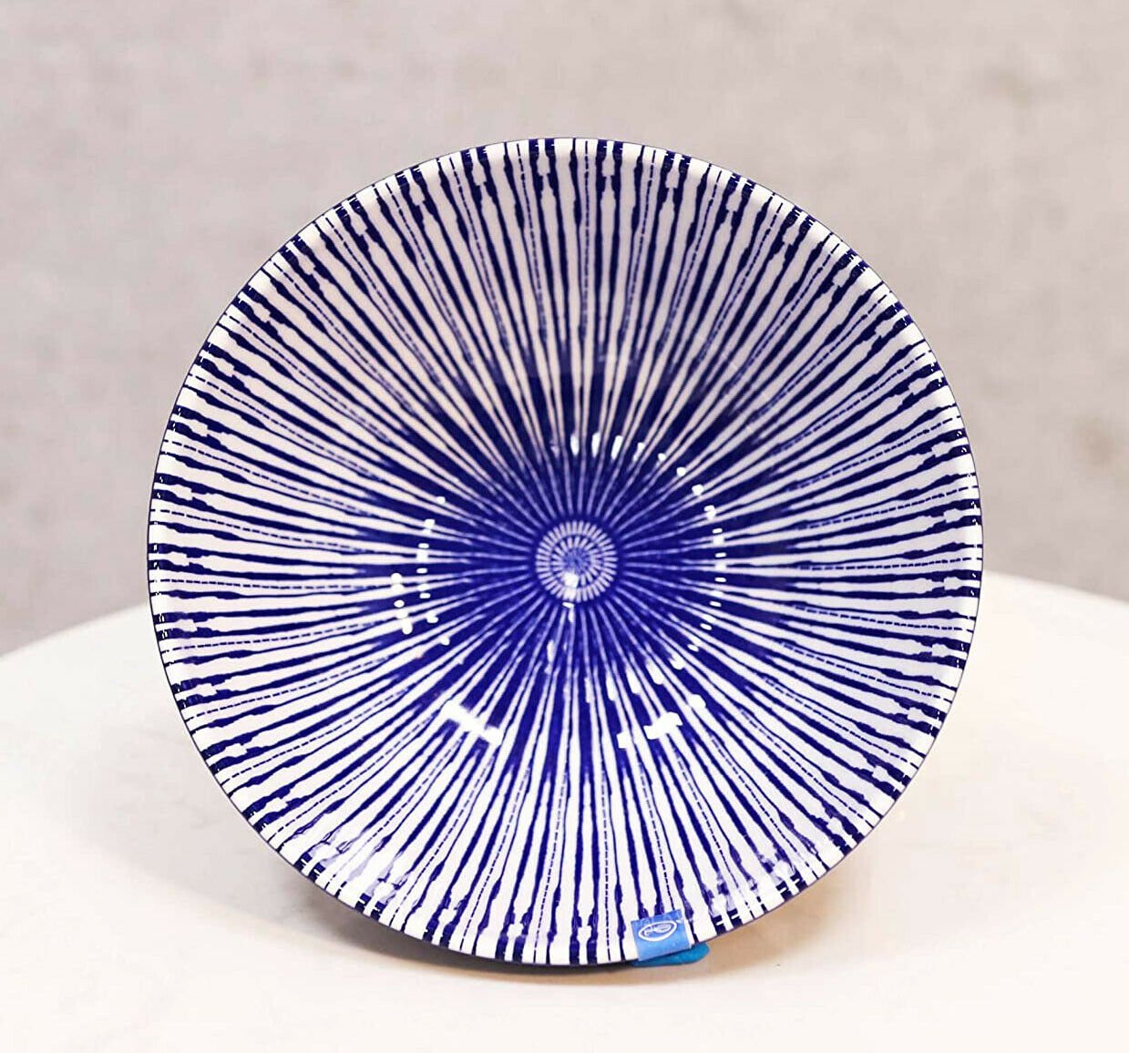 1 Pack Of 6 Artistic Blue Geometric Stripes Rice Soup Salad Ceramic Bowls 14oz EBR02