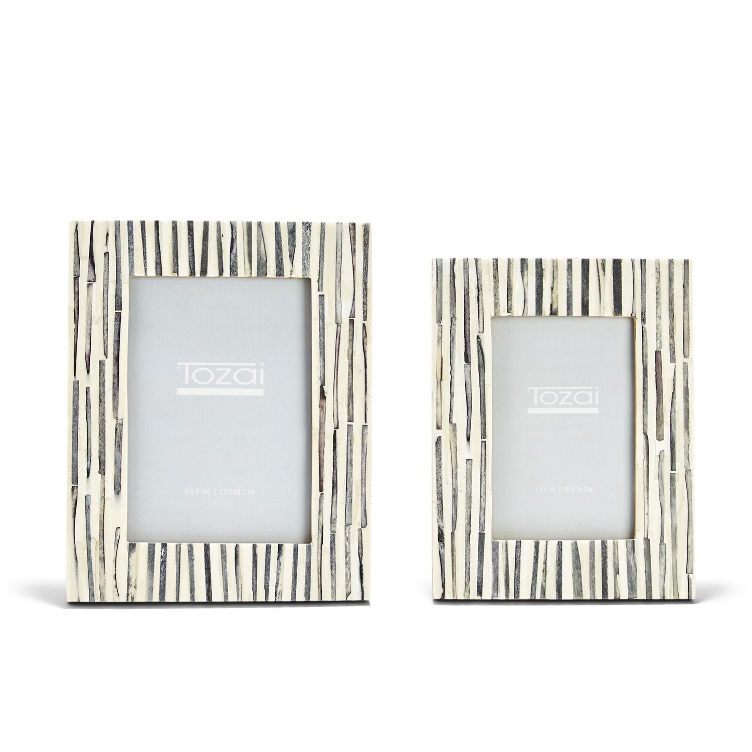 Grey Stripes Photo Frame, Set of 2