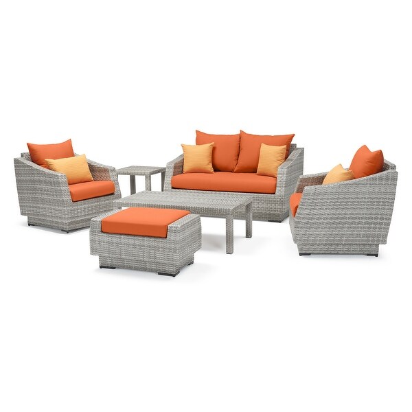 Cannes 6 Piece Sunbrella Outdoor Patio Love and Club Seating Set