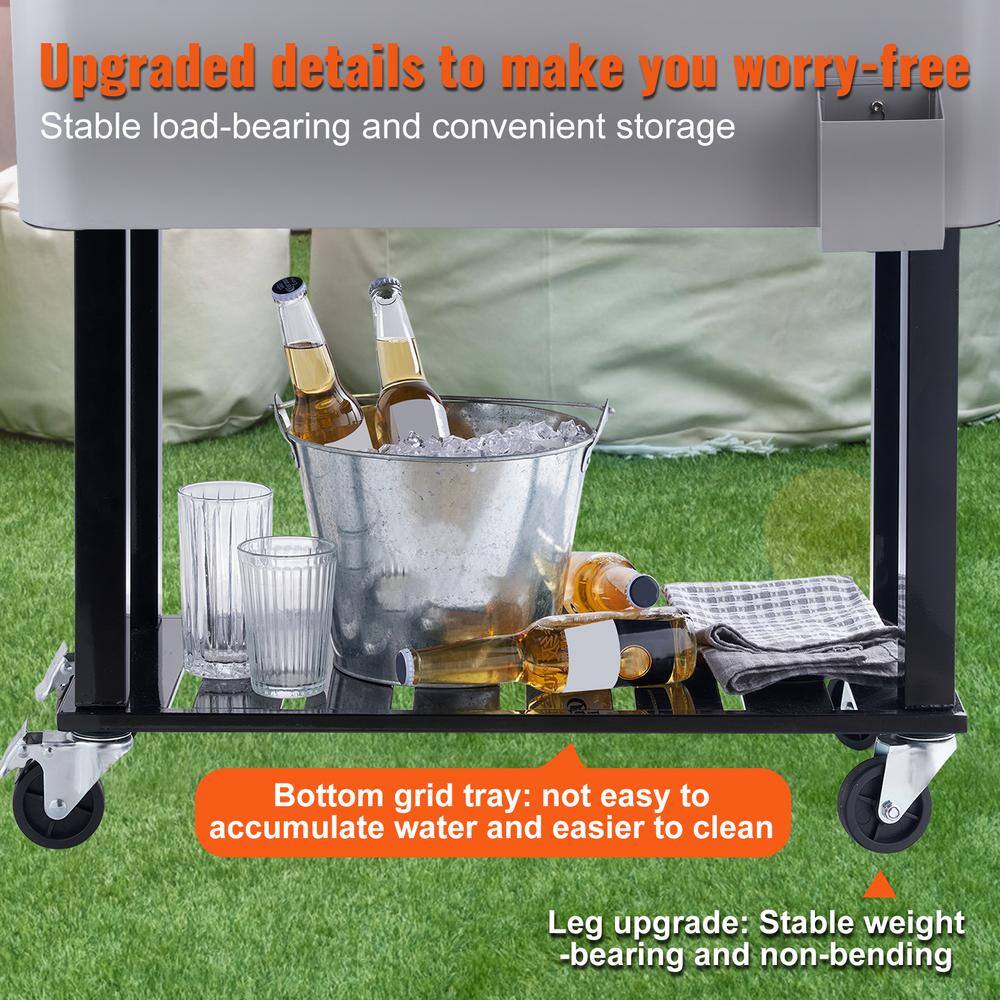 VEVOR Rolling Ice Chest Cooler Cart 80 qt. Portable Bar Drink Cooler Beverage Bar Stand Up Cooler FMPTHWLQTCK80JFAVV0