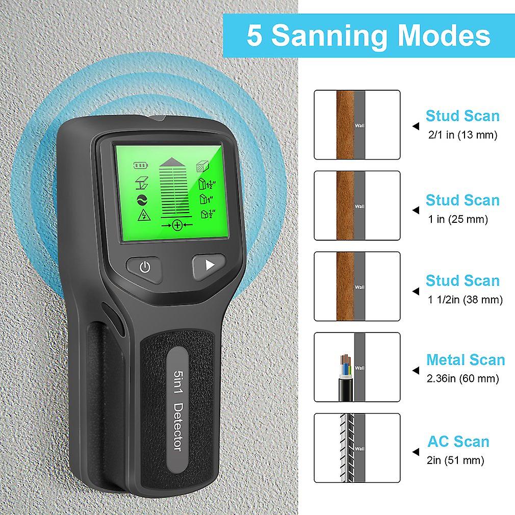 Stud Finder Wall Scanner 5 In 1 Stud Detector With Intelligent Microprocessor Chip And Hd Lcd Display Stud Sensor Finders