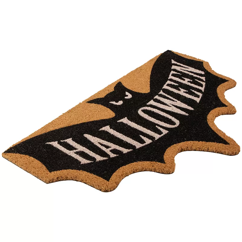 Natural Coir Halloween Bat Shaped Doormat 18 x 30