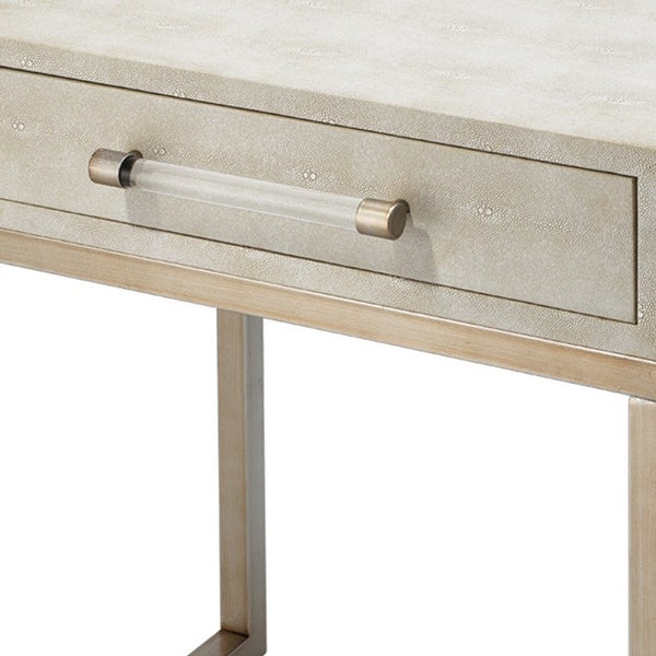 Side Table with One Drawer and Metal Base， White