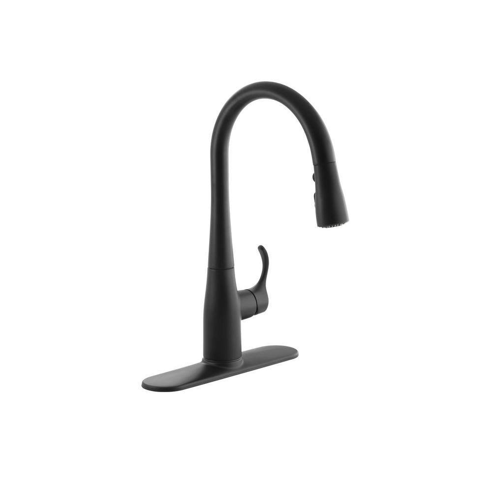 KOHLER Simplice Single-Handle Pull-Down Sprayer Kitchen Faucet in Matte Black K-597-BL