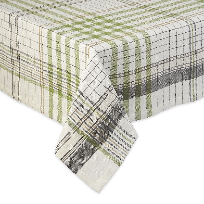 52 Green and White Square Cotton Tablecloth