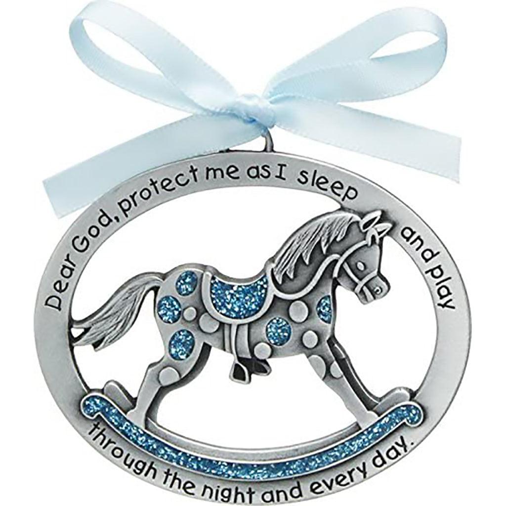 Cathedral Art  Blue Horse Crib Medal