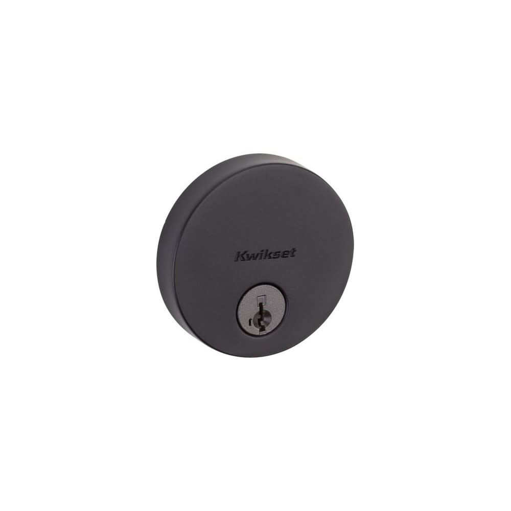 Kwikset Uptown Deadbolt SmartKey Matte Black Keyed One Side Round