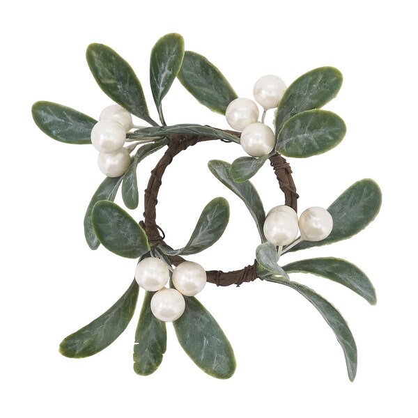 Holiday Napkin Rings With Mistletoe Design (Set of 4)