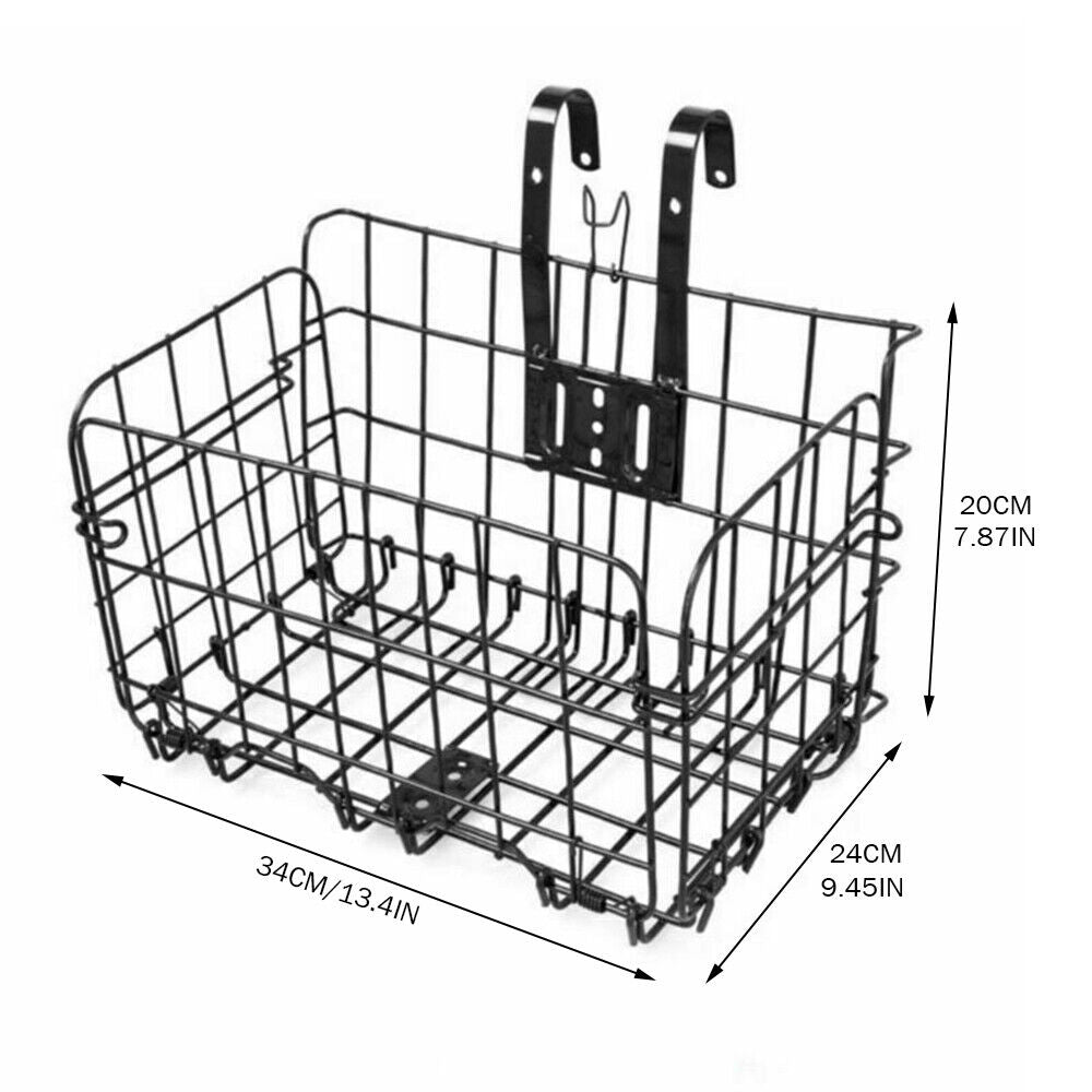 JahyShow Bicycle Bike Basket Detachable Folding Metal Wire Handlebar Storage Carrier For Front Rear