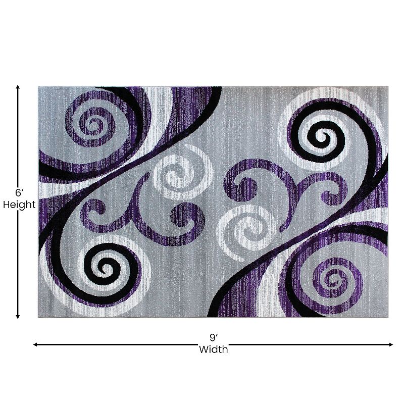 Masada Rugs Masada Rugs Stephanie Collection 6'x9' Area Rug with Modern Contemporary Design in Purple， Gray， Black and White - Design 1100