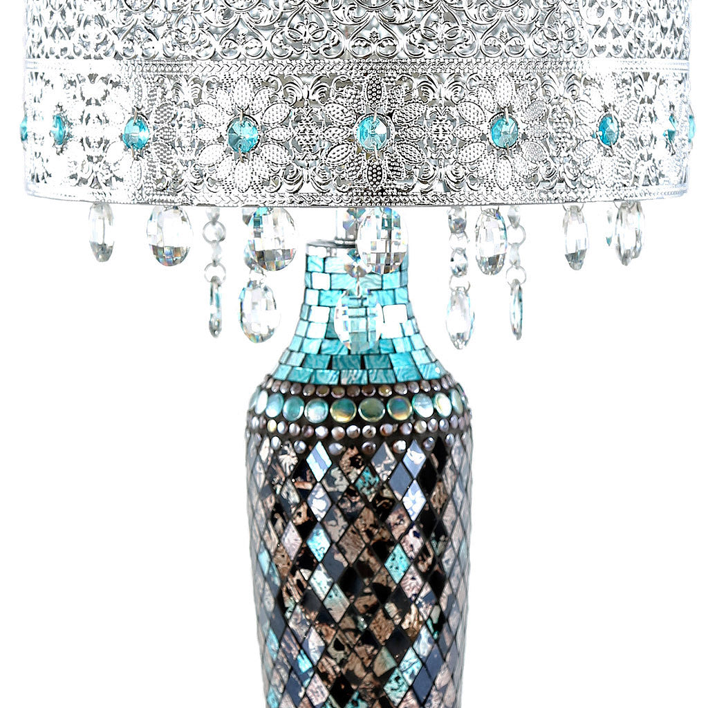 River of Goods Gracie's Crystal Table Lamp- Turquoise