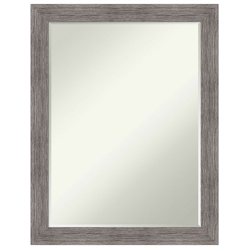 Pinstripe Plank Grey Narrow Petite Bevel Bathroom Wall Mirror