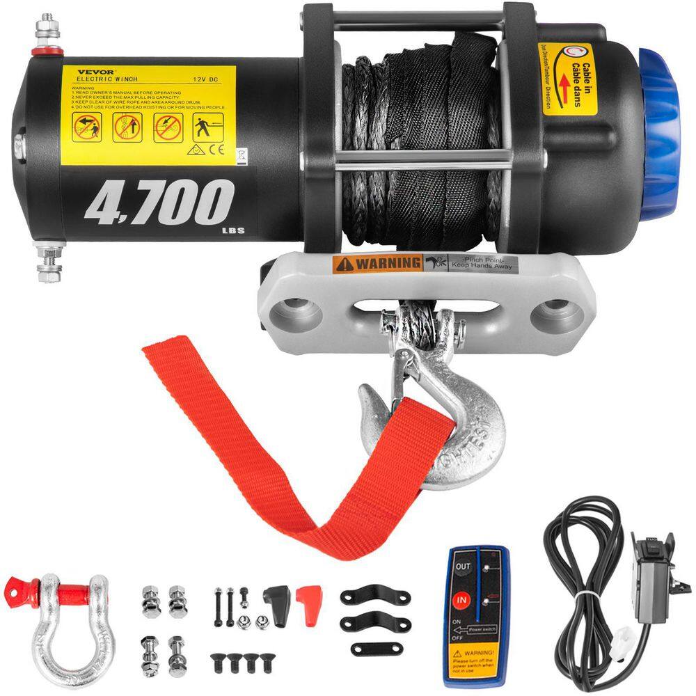 VEVOR Electric Winch 4700 lbs. Capacity Truck Winch with 180:1 Gear Ratio Wireless Remote and Corded Control for Towing SUV DDJPBHCZL4500E9R3V9