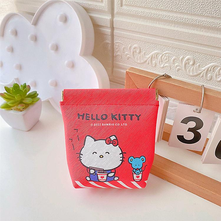 Born Pretty Kawaii Sanrios Cinnamonroll Kuromi My Melody Pu Elastic Buckle Sanitary Napkin Storage Bag Cartoon Coin Purse Makeup Organizer