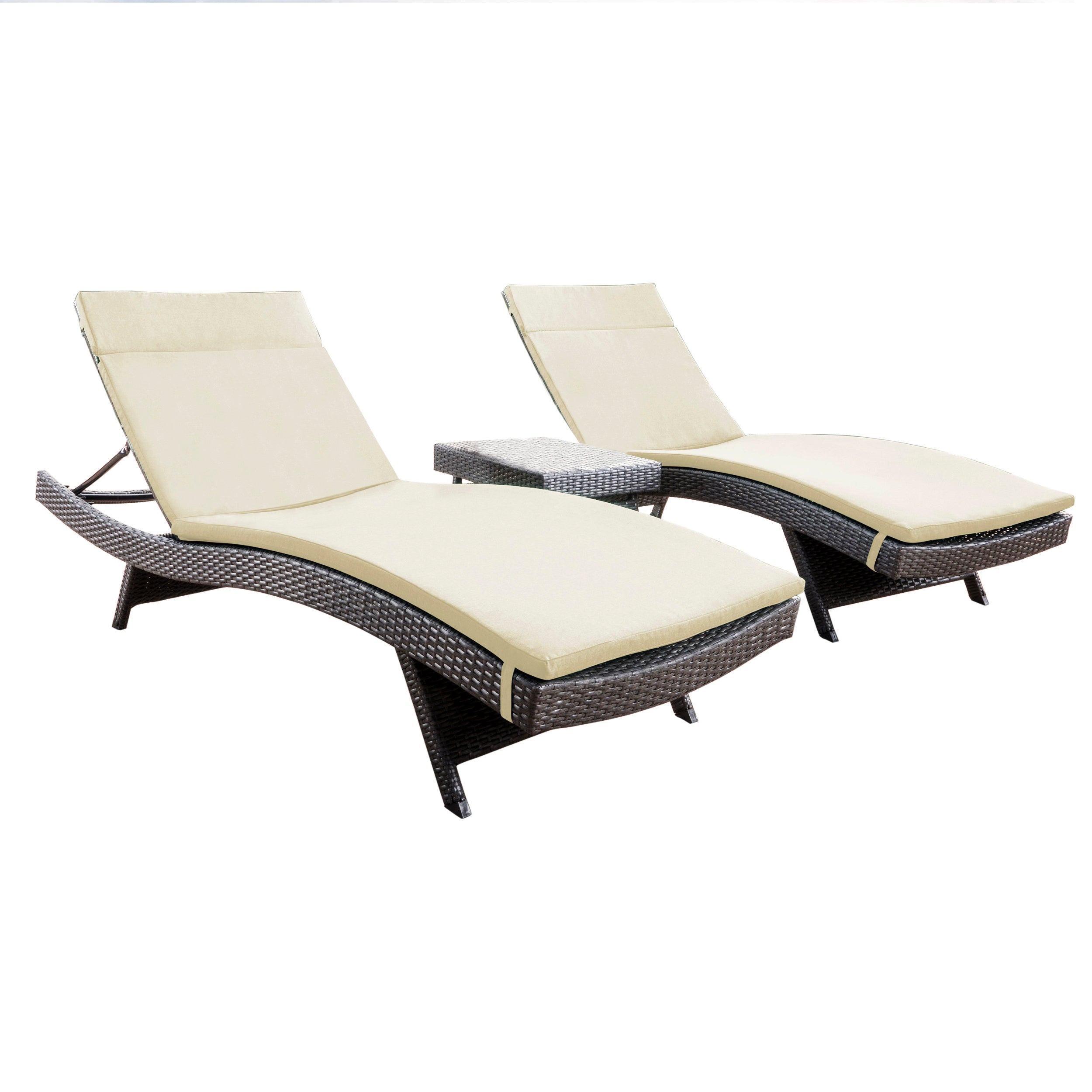 Lakeport 3pc Outdoor Wicker Chaise Lounge Chair & Table Set